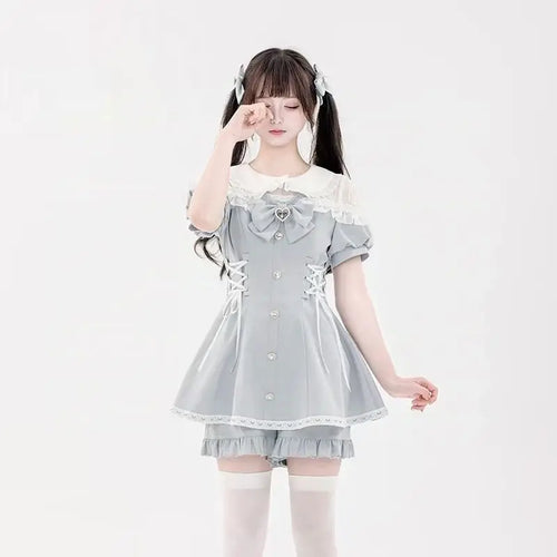 Bow Lace Heart Button Lolita Dress