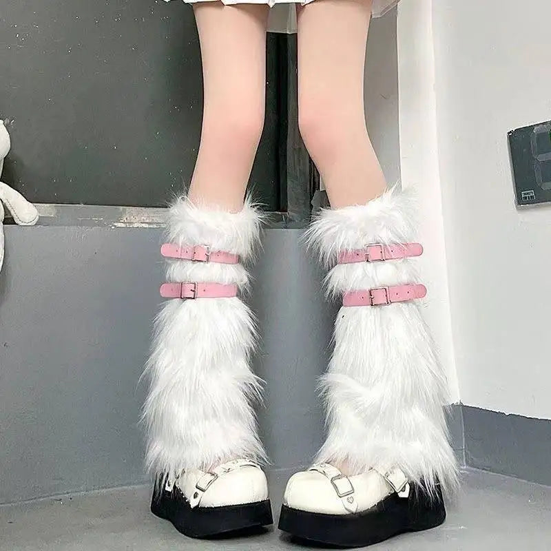 Lace Flare Leg Warmers with Cross Studs