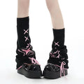 Star Knit Flare Leg Warmers with Bows