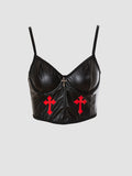 Leather Corset Camisole Top - Tops & Dresses for Jirai Kei, gothic & kawaii style | Cute Splikes