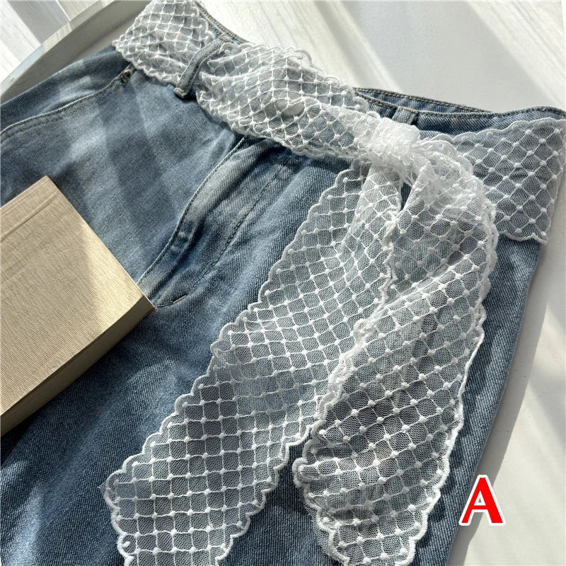 Sheer Lace Bow Waist Belt