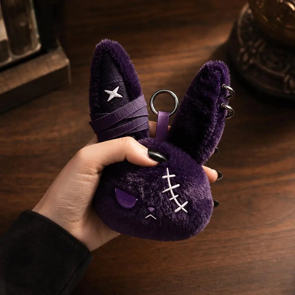 Stitched Gothic Bunny Plush Bag Charm