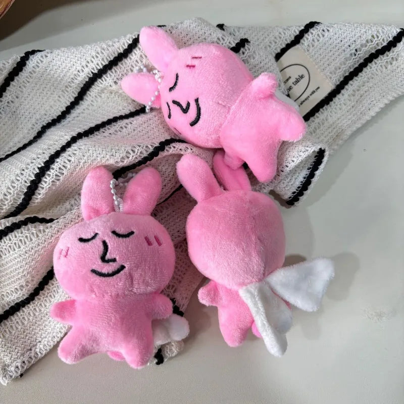 Pink Smile Bunny Plush Keychain