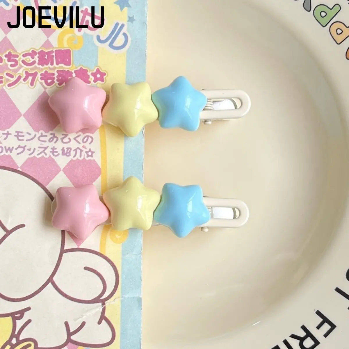 Pastel Star Snap Hair Clips