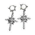 Thorn Spiked Heart Cross Drop Earrings