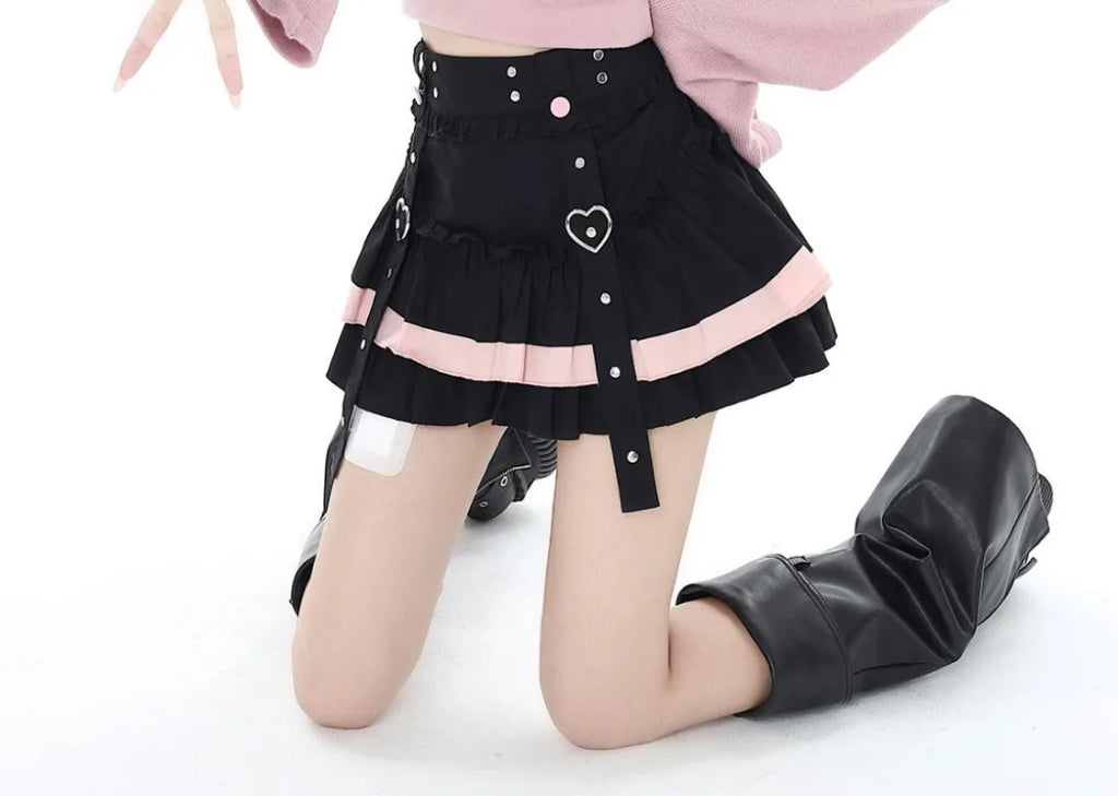 Heart Ruched Tiered Cake Skirt
