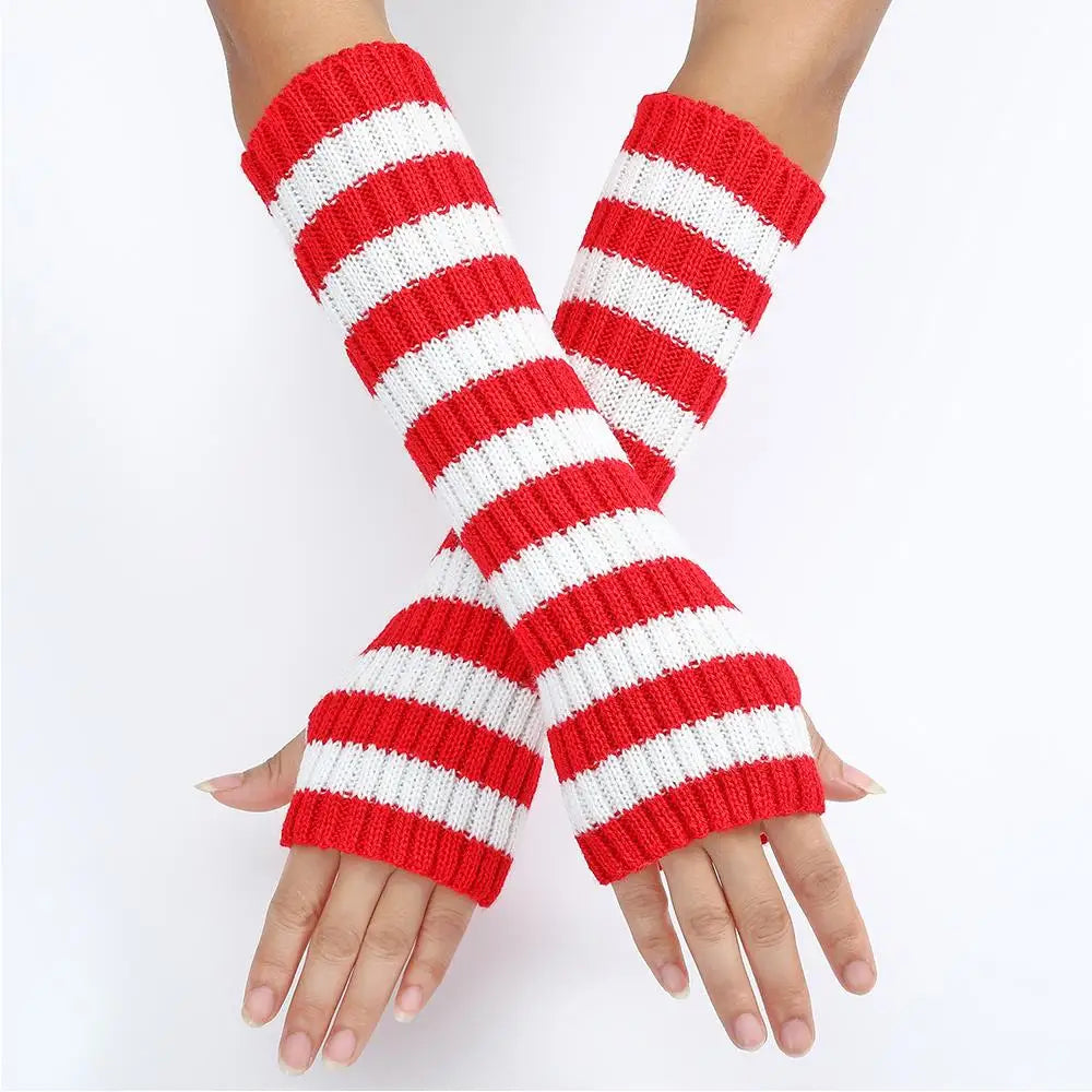 Striped Knit Arm Warmers - Gloves & Arm Warmers detail view 17 | Cute Splikes