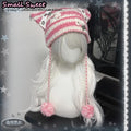 Cat Ear Ear-Flap Beanie with Pompoms