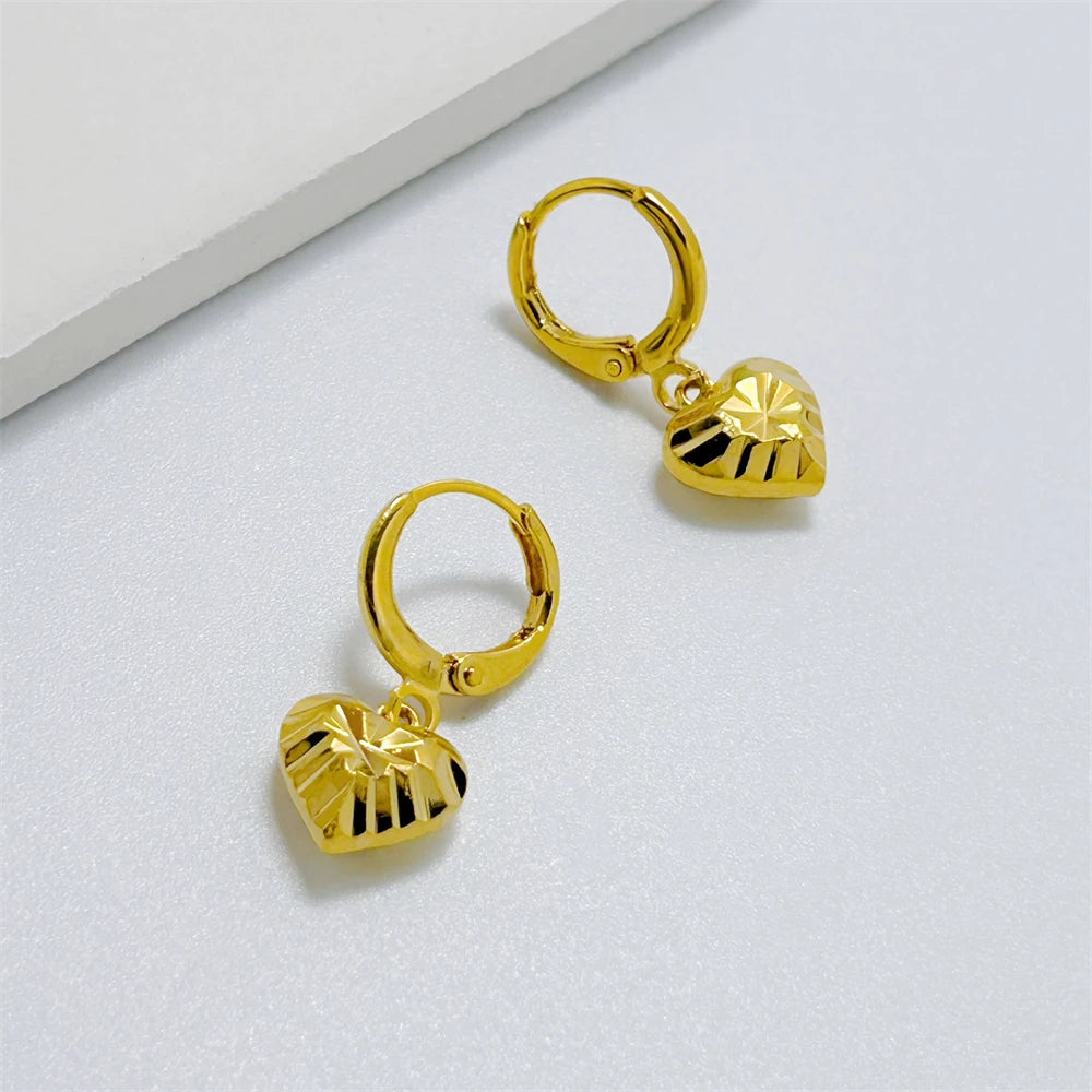 Heart Cross Key Drop Earrings (Stainless Steel)