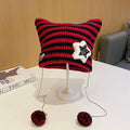 Devil Ear Striped Knit Beanie