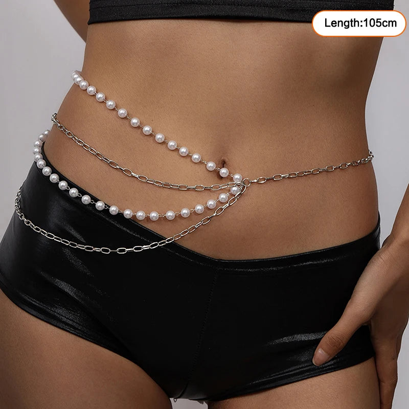 Layered Pearl Waist Chain