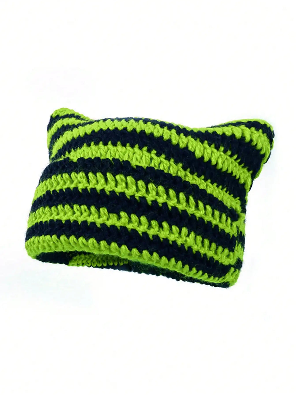 Striped Cat Ear Crochet Beanie