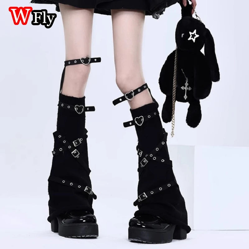 Heart Buckle Harness Knit Leg Warmers