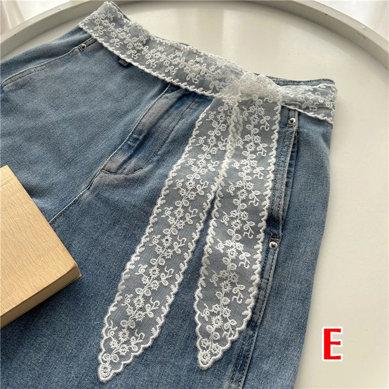 Sheer Lace Bow Waist Belt