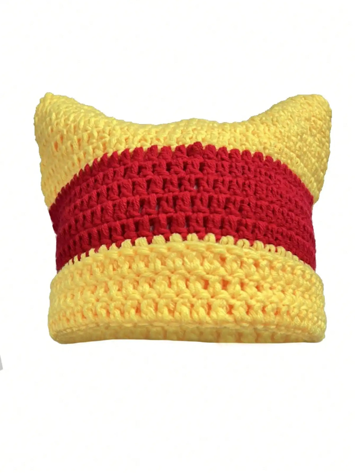 Striped Cat Ear Crochet Beanie