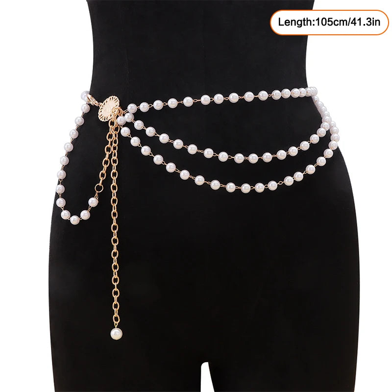 Layered Pearl Waist Chain