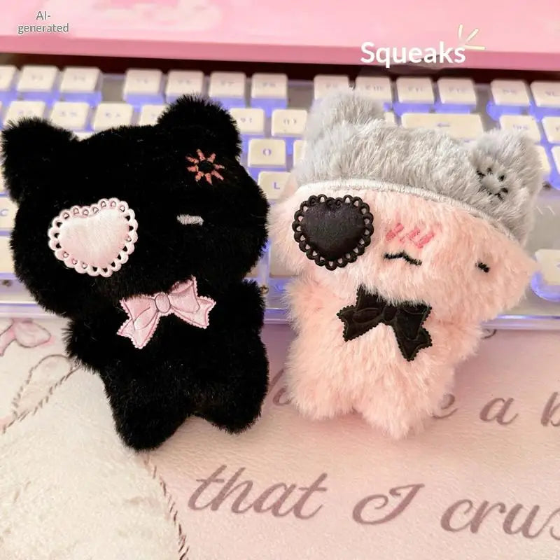 Plush Kitty Keychain - Keychains & Charms for Jirai Kei, gothic & kawaii style | Cute Splikes
