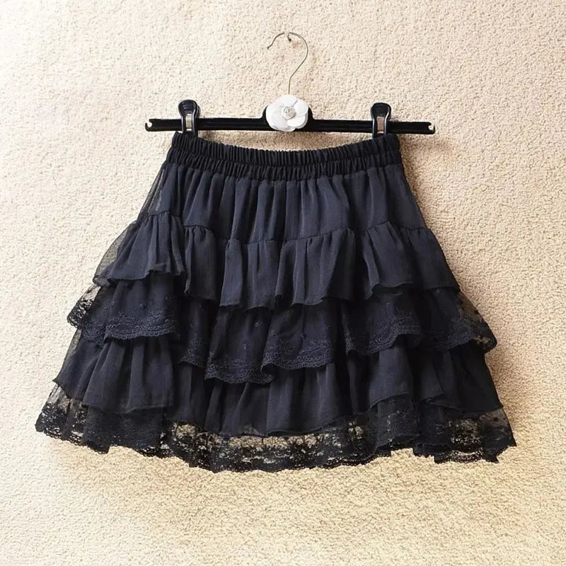 Black Lace Tulle Tutu Mini Skirt