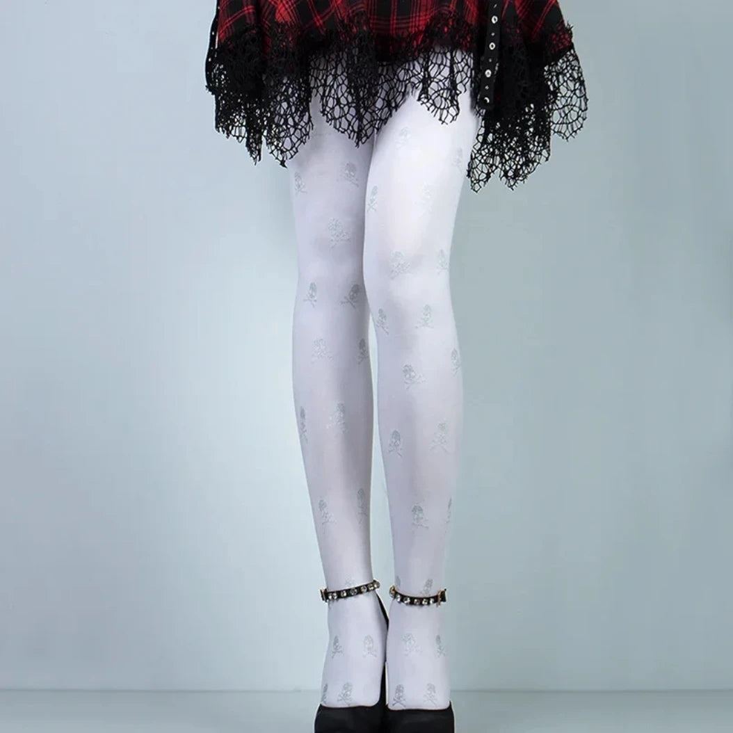 Glitter Skull & Crossbones Tights