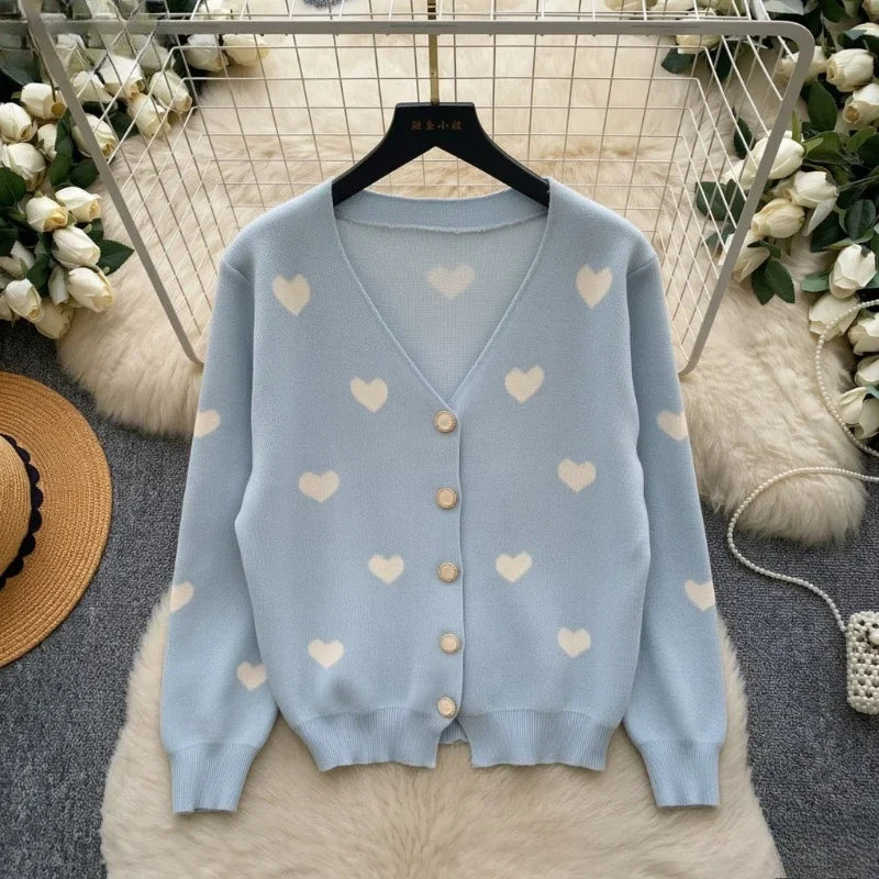 Pink Heart Knit Cardigan