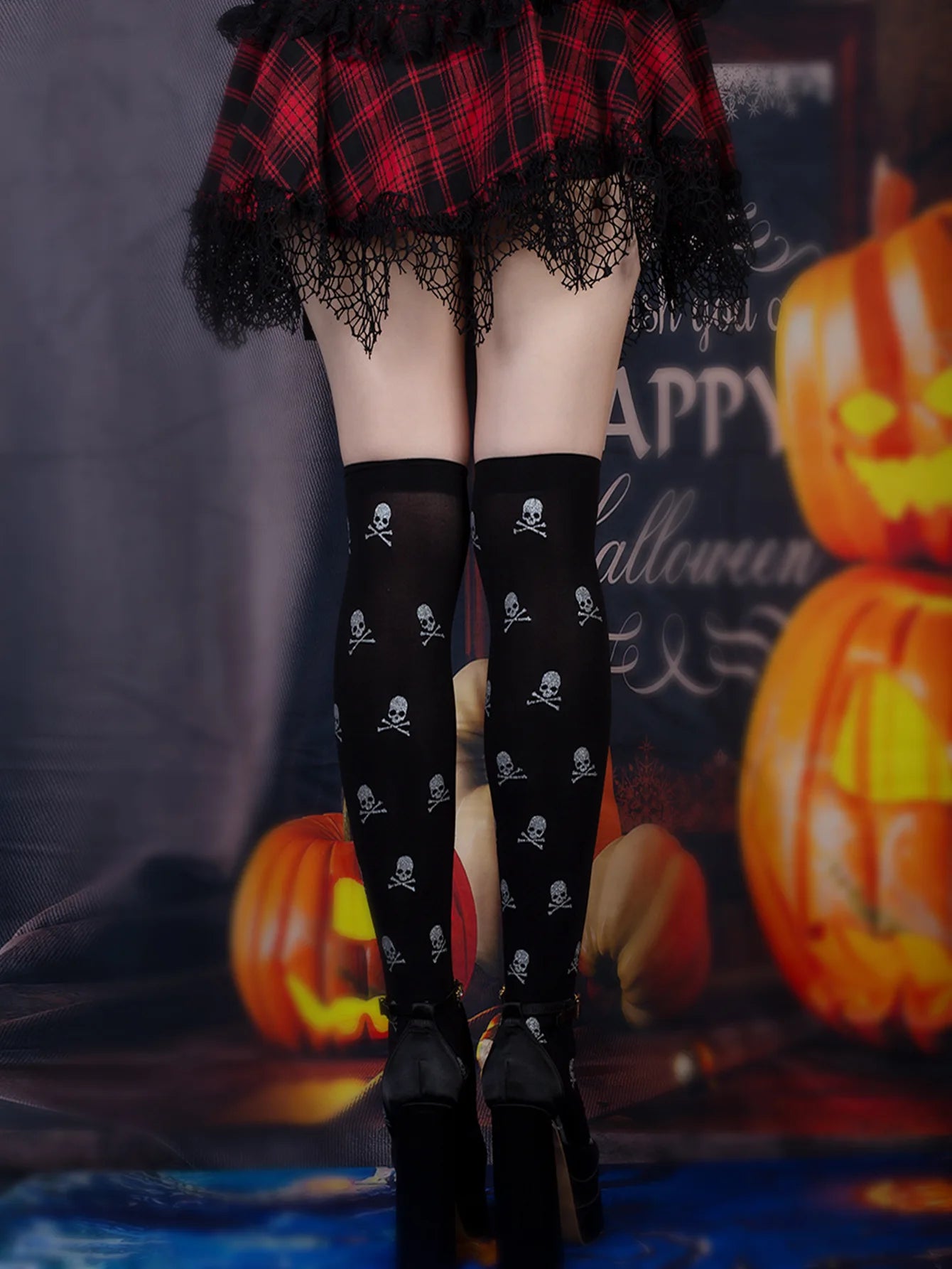 Glitter Skull & Crossbones Tights