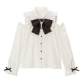 Off-Shoulder Ruffle Lolita Blouse with Heart Bow