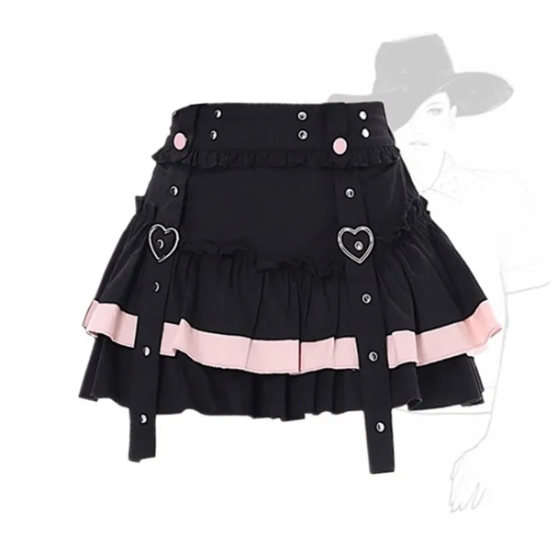 Heart Ruched Tiered Cake Skirt