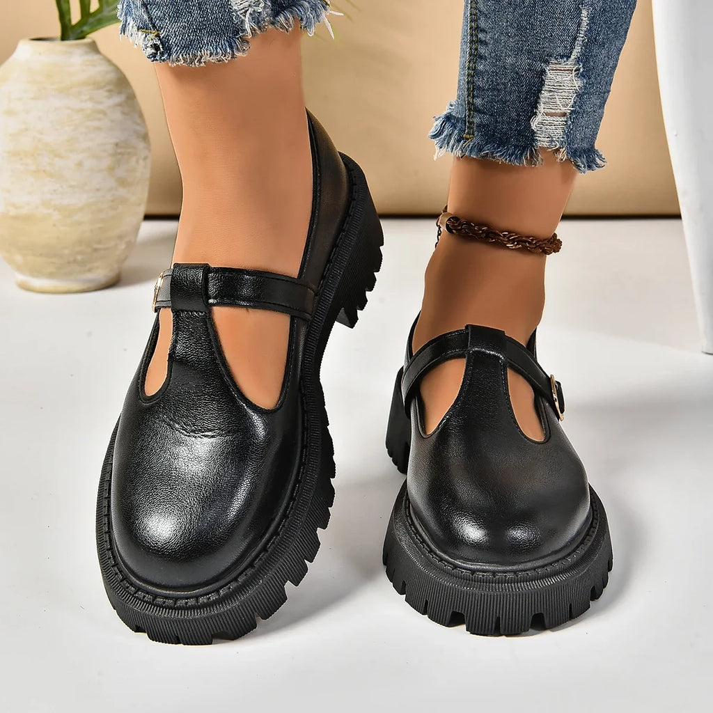 Platform Mary Jane Buckle Shoes