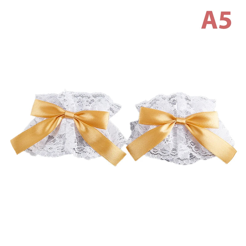 Satin Bow Lace Wrist Cuffs - Gloves & Arm Warmers detail view 14 | Cute Splikes