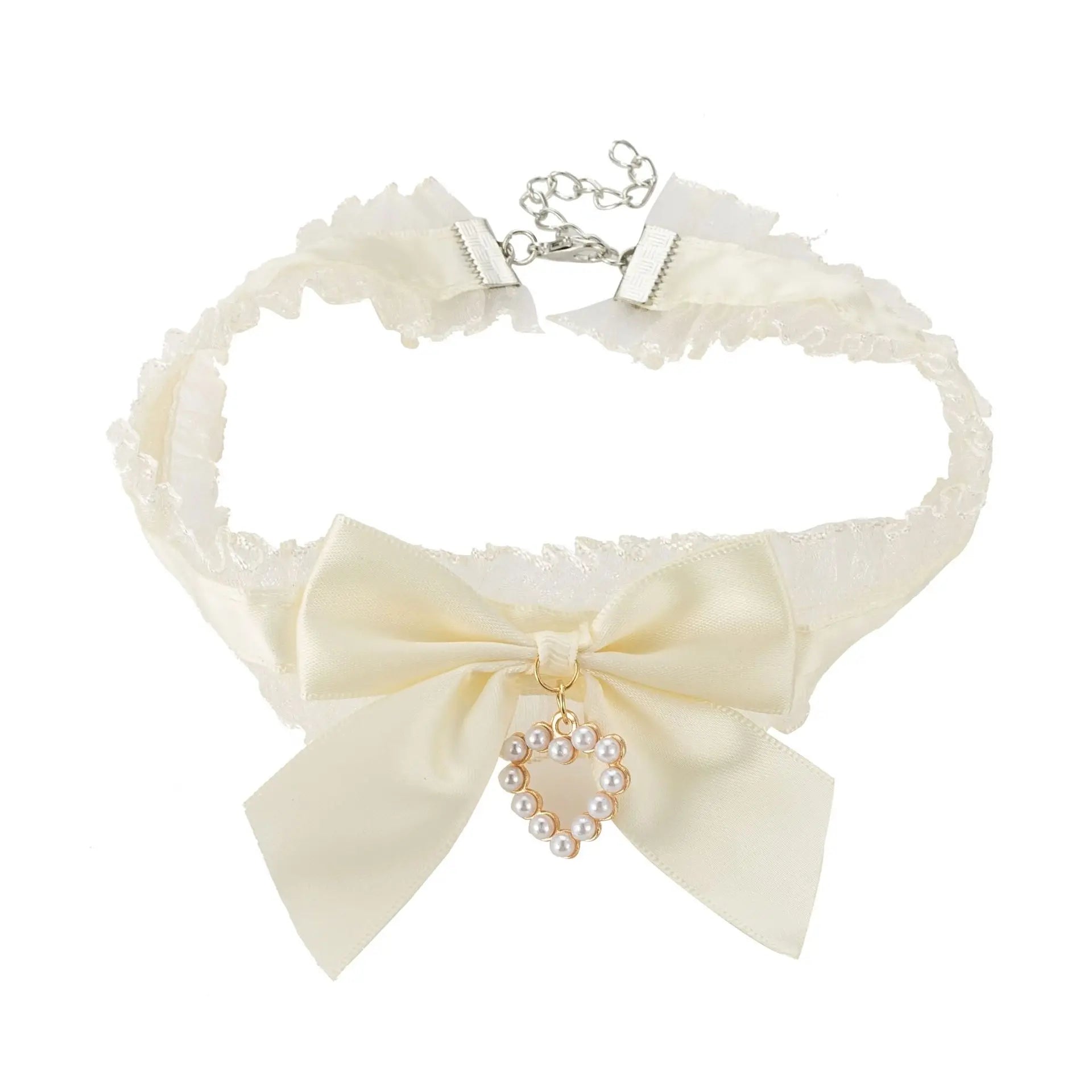 Lace Heart Bow Choker Necklace