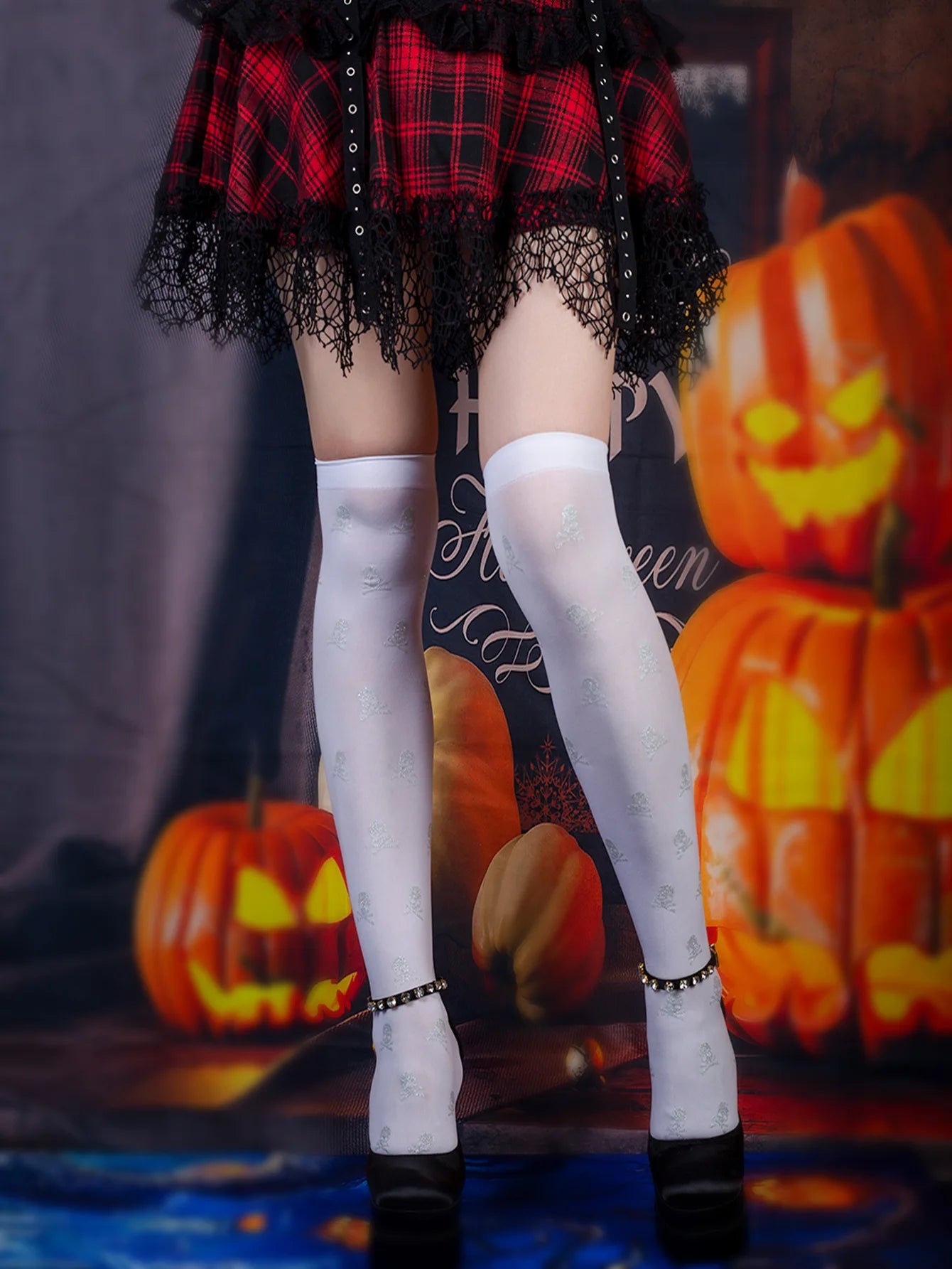 Glitter Skull & Crossbones Tights