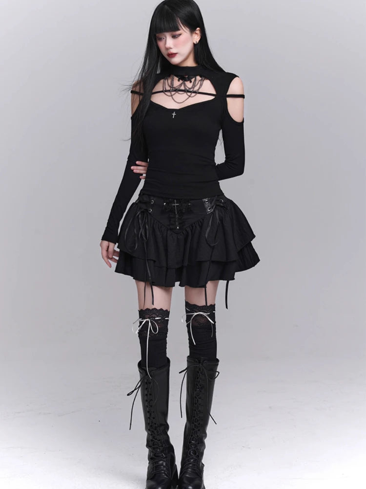 Cross Patchwork Mini Skirt - Skirts detail view 6 | Cute Splikes