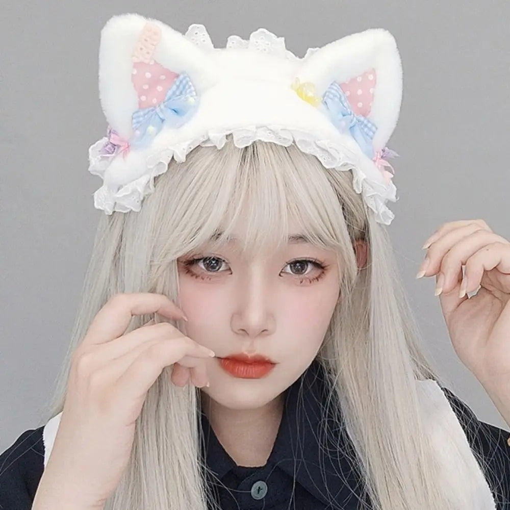 Fluffy Bear Ear Lace Headband