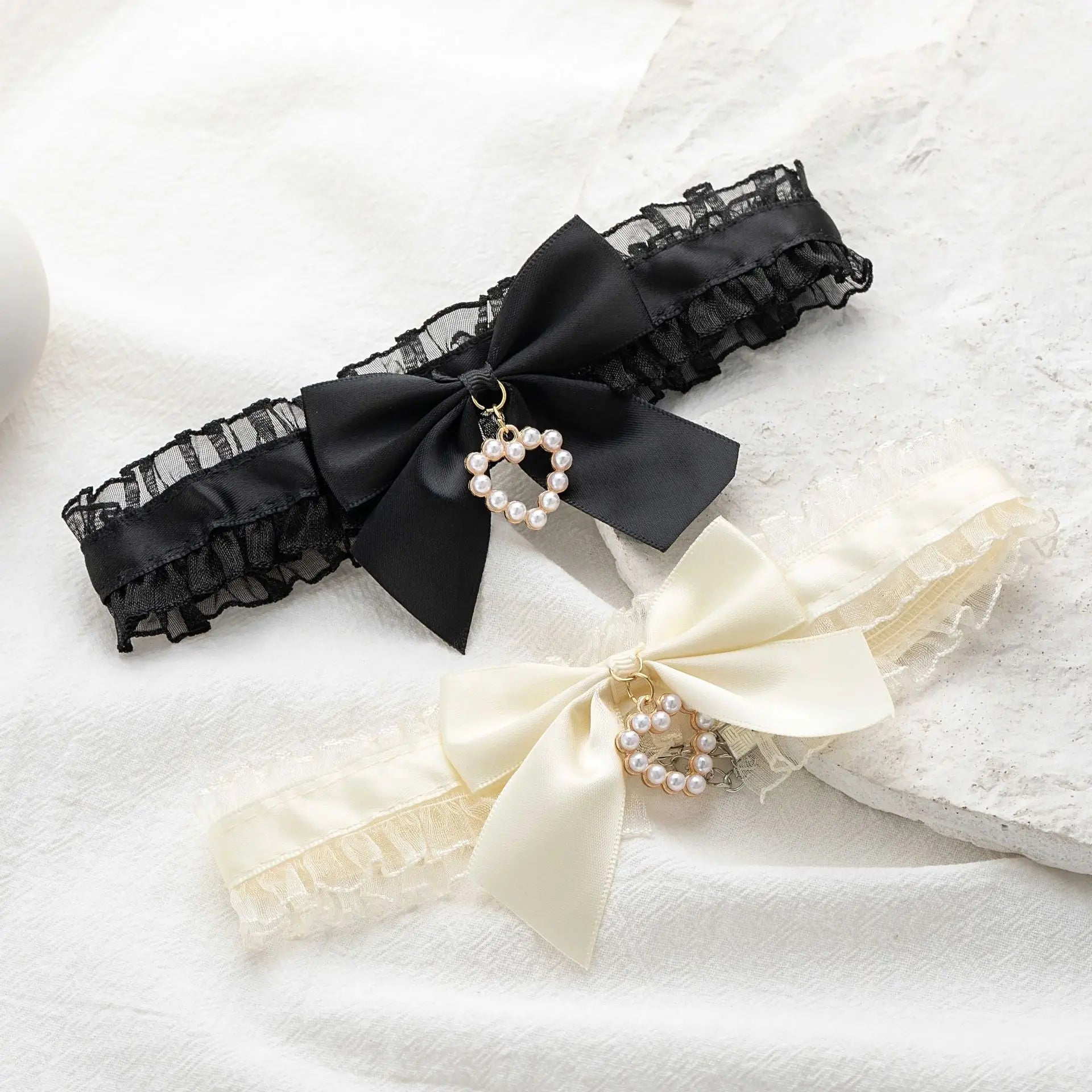 Lace Heart Bow Choker Necklace