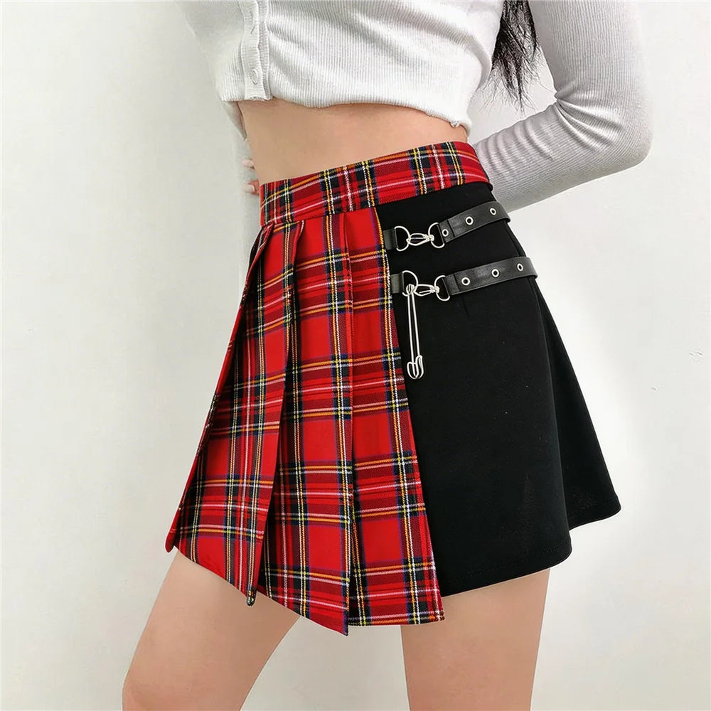 Asymmetrical Plaid Mini Skirt - Skirts detail view 3 | Cute Splikes