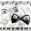 Piano Key Polka Dot Bow Hair Clip