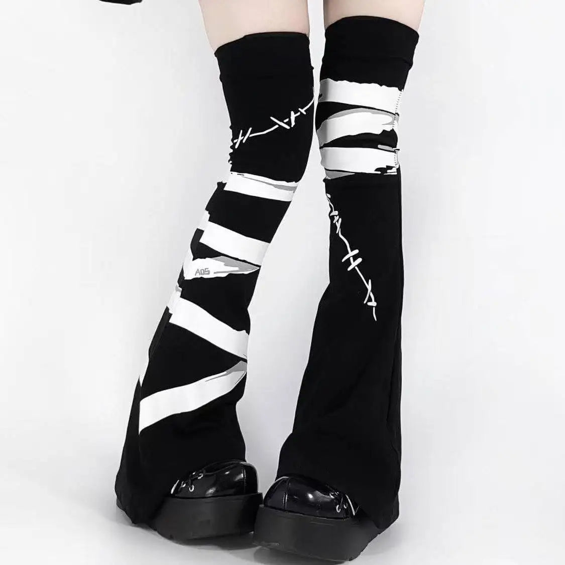 Lace Flare Leg Warmers with Cross Studs