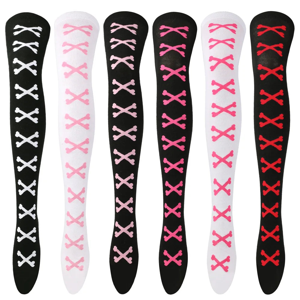 Heart Crossbones Over-Knee Thigh-High Socks