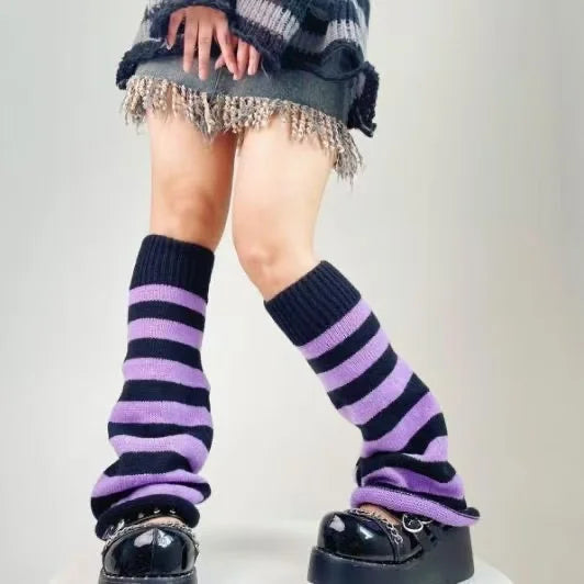 Lace Flare Leg Warmers with Cross Studs