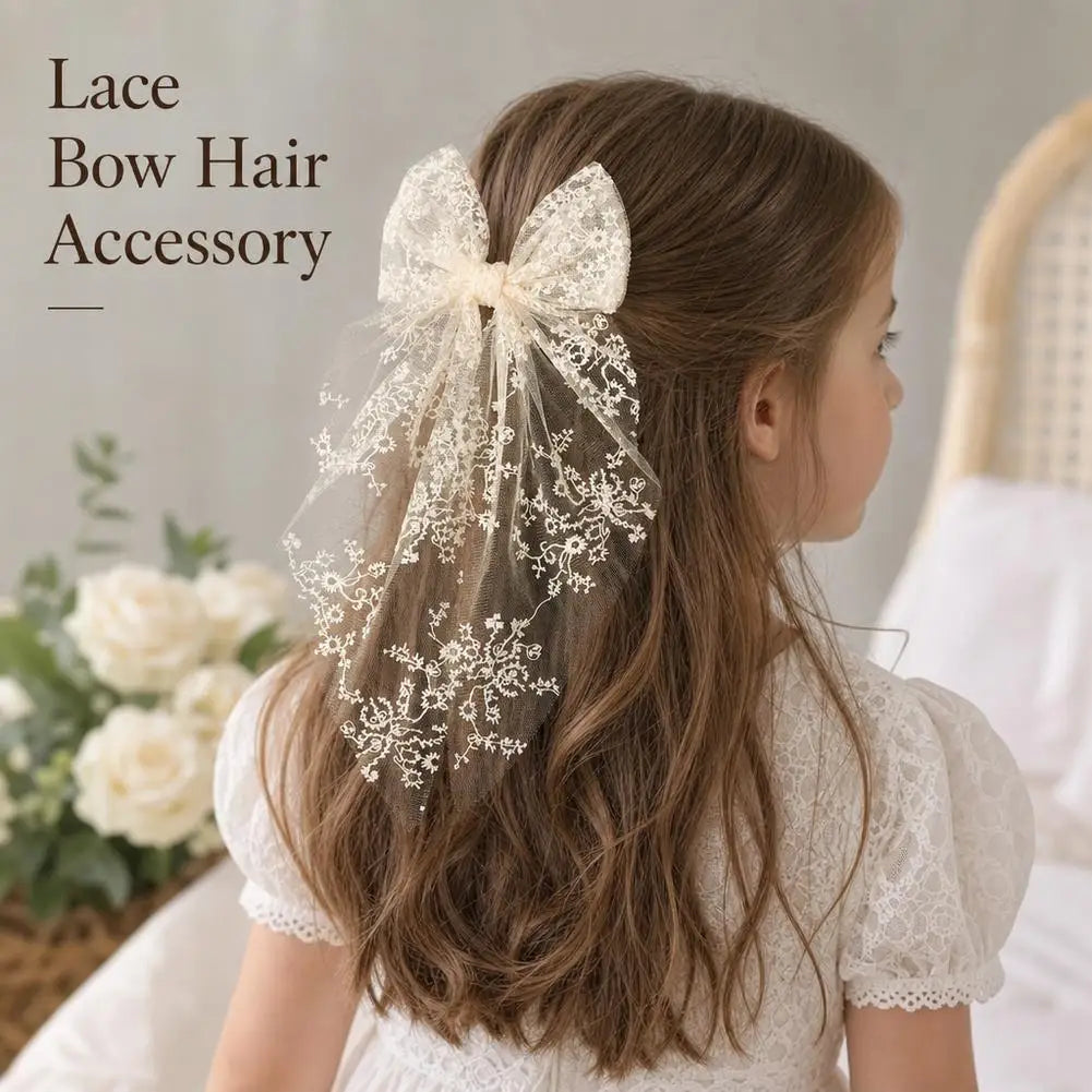 Ivory Lace Bow Hair Clip