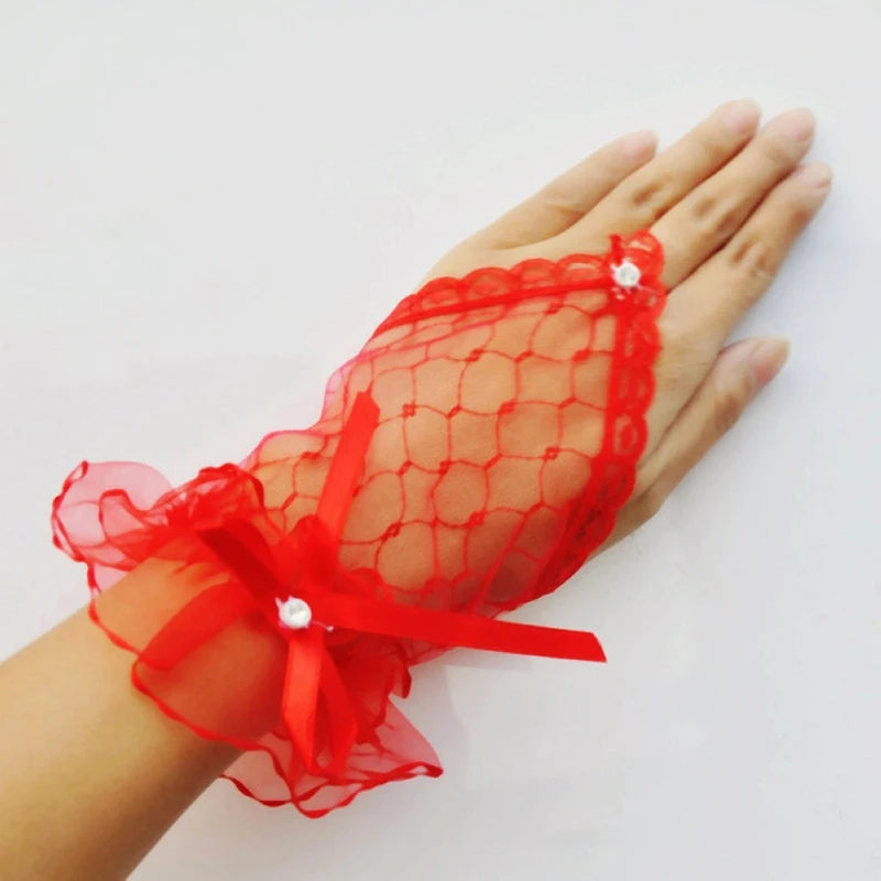 Lace Bow Fishnet Gloves - Gloves & Arm Warmers detail view 4 | Cute Splikes