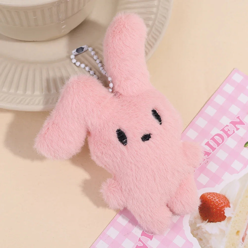 Pink Fluffy Rabbit Plush Keychain