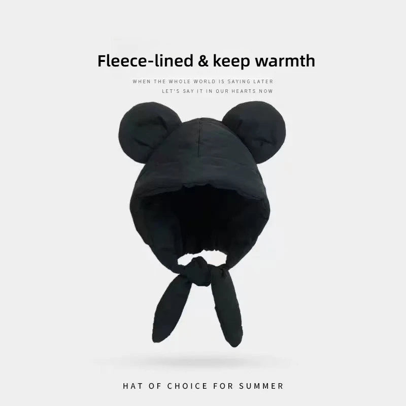 Plush Bear Ear Fleece Beanie