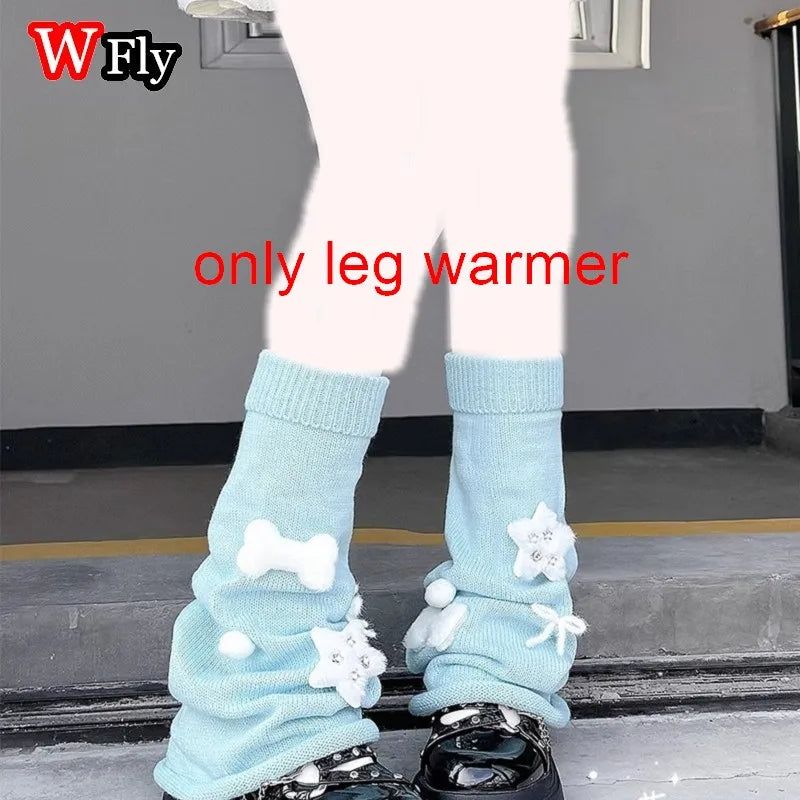 Star Plush Knit Flare Leg Warmers