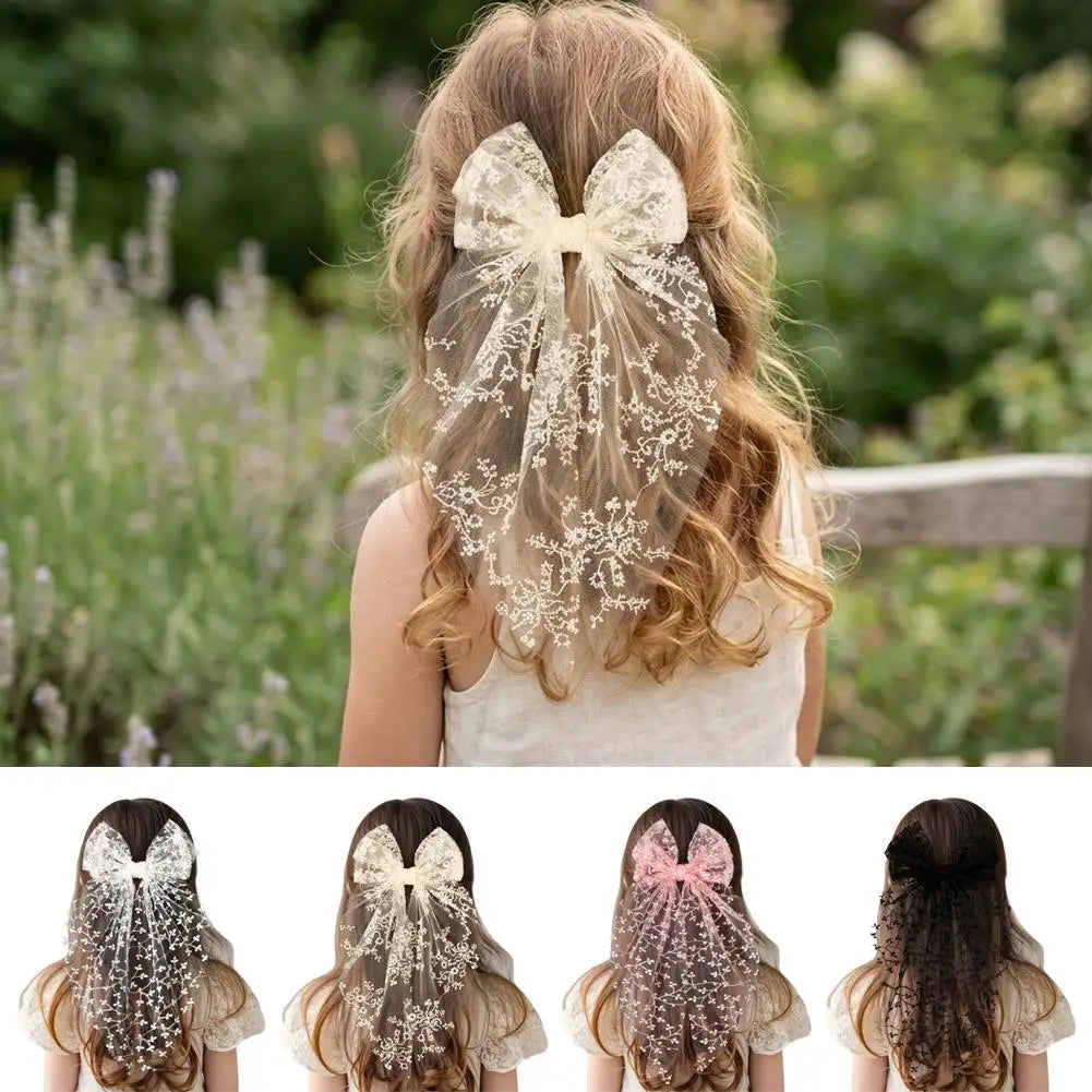 Ivory Lace Bow Hair Clip
