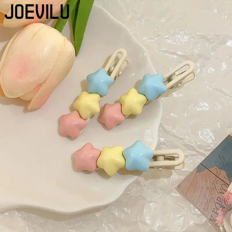 Pastel Star Snap Hair Clips