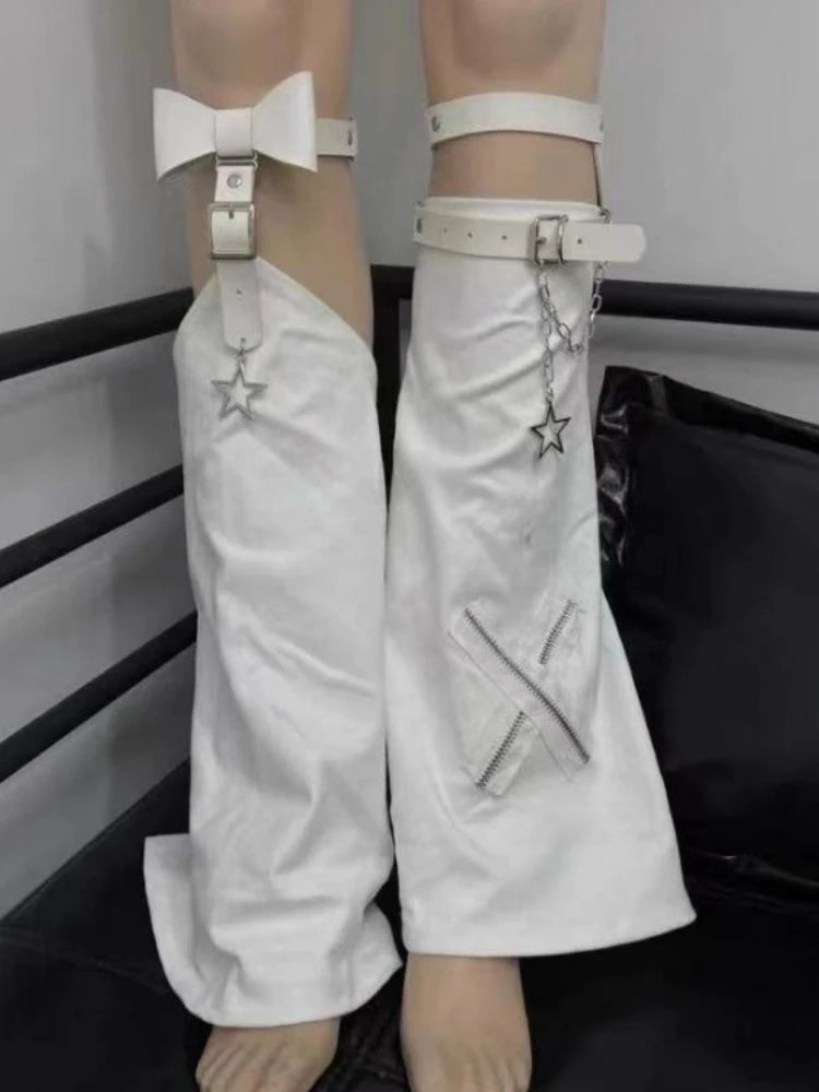 Bow Buckle Flare Leg Warmers with Star Charm