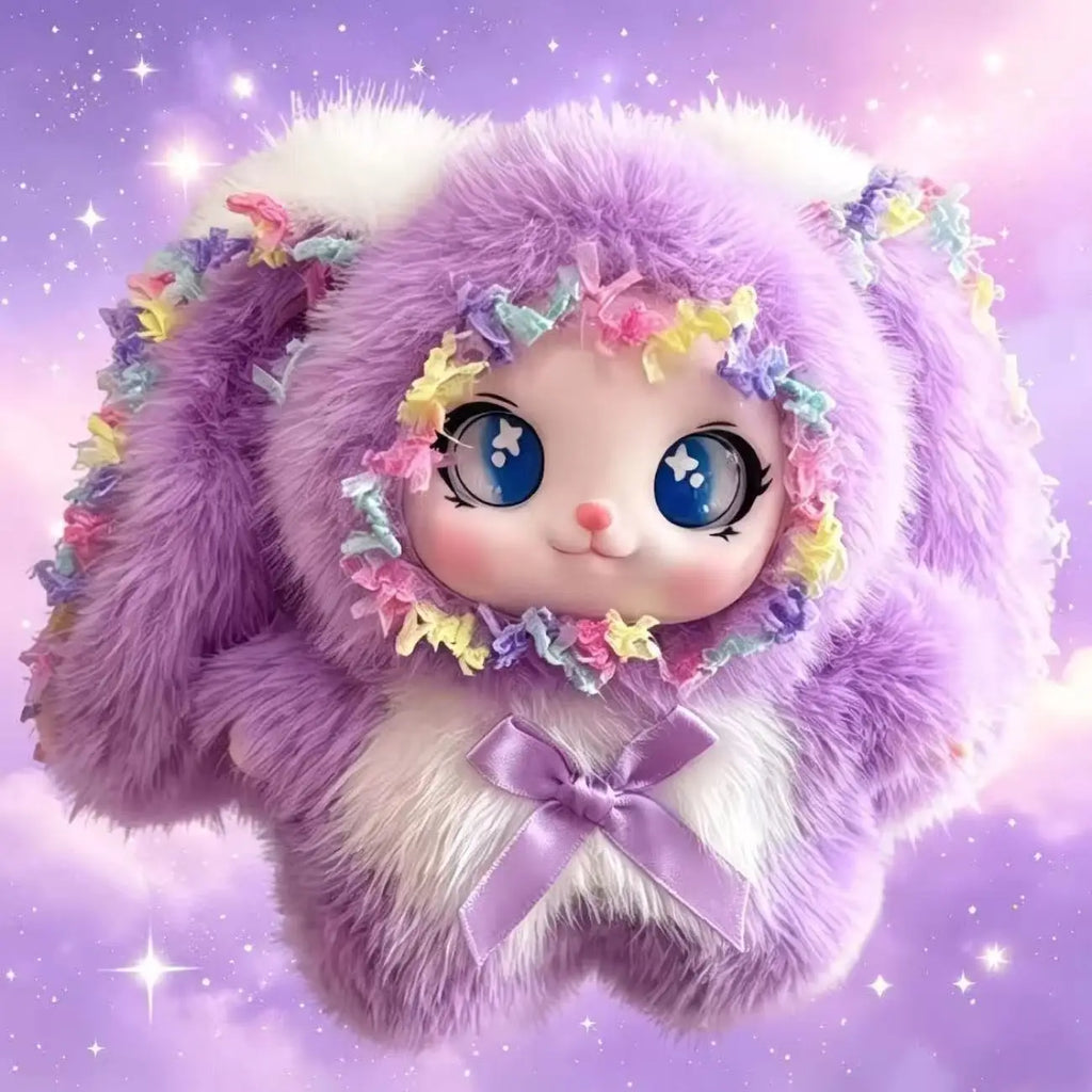 Fluffy Bunny Flower Crown Plush Keychain