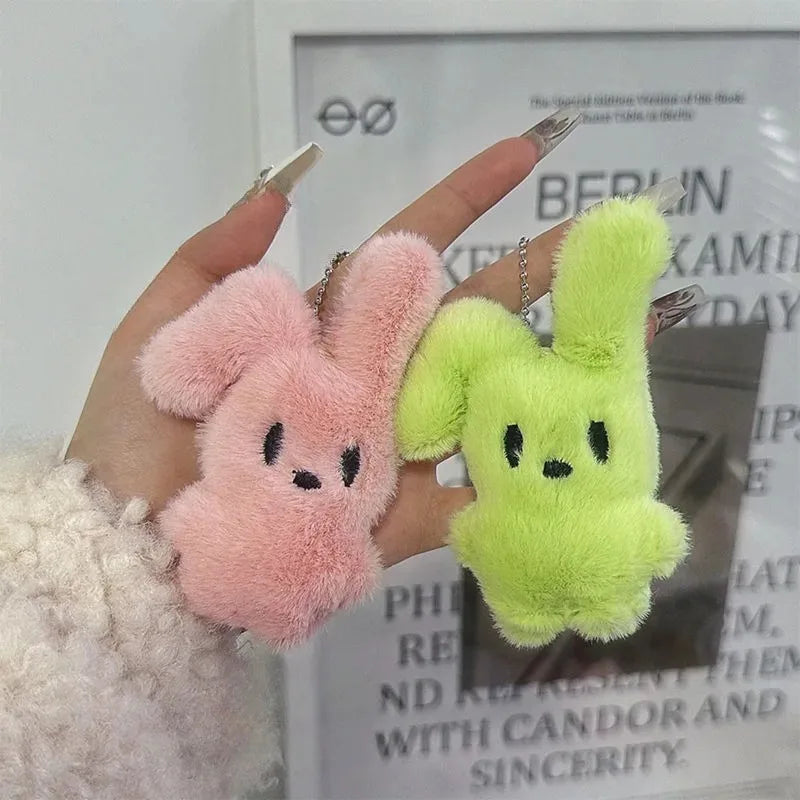 Pink Fluffy Rabbit Plush Keychain