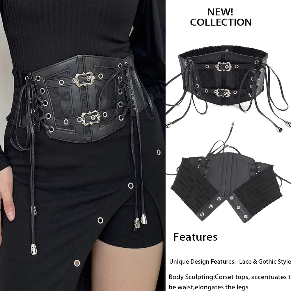 Elastic Lace Corset Belt - Belts for Jirai Kei, gothic & kawaii style | Cute Splikes
